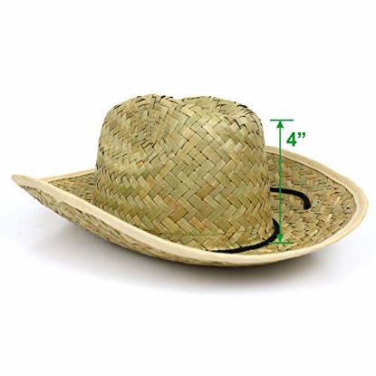 Picture of GiftExpress 2-Pack Cowboy Straw Hats for Barndance Cowboy/Cowgirl Costume Hats, Western Themed Party, Country Style Costume Accessory