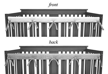 Picture of American Baby Company Supreme 1 Pack Heavenly Soft Narrow Reversible Crib Rail Cover for Long Rail, Gray and White, for Rails Measuring up to 4" Folded