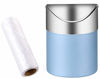 Picture of Mini Countertop Brushed Stainless Steel Swing Lid Trash Can Set, Come with Trash Bag, 1.5 L / 0.40 Gal ,Sky Blue