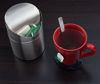 Picture of Mini Countertop Brushed Stainless Steel Swing Lid Trash Can Set, Come with Trash Bag, 1.5 L / 0.40 Gal ,Sky Blue