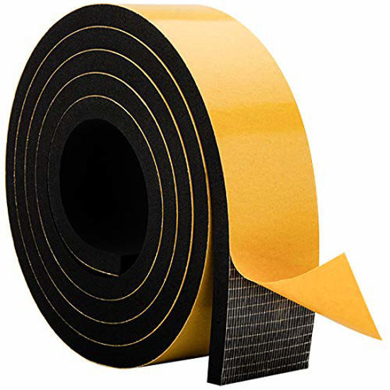 Picture of Foam Weather Stripping, 2 Inch Wide X 3/8 Inch Thick,Adhesive Door Jamb Weather Seal Neoprene Closed Cell Foam Seal Weather Stripping for Doors and Windows, Total 6.5 Feet Long