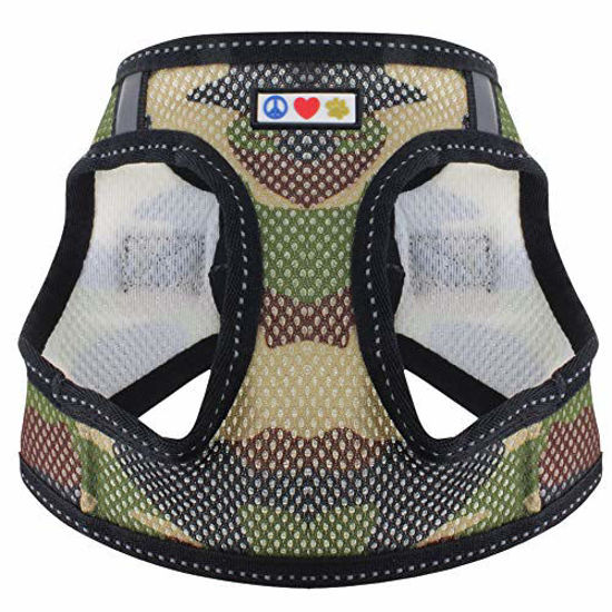 Picture of Pawtitas Pet Reflective Mesh Dog Harness, Step in or Vest Harness Dog Training Walking of Your Puppy/Dog - No More Pulling, Tugging, Choking XS Neck 9" Chest 13", Green Camouflage