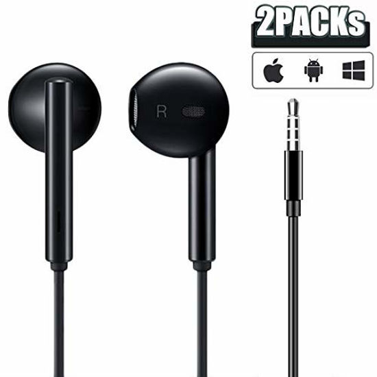 2 Packs-Apple Earbuds Wired Headphones with 3.5mm Plug [Apple MFi  Certified] with Microphone & Built-in Remote Compatible with