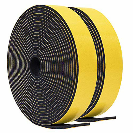 Picture of TORRAMI Door Seal 1 inch W x 1/8 inch T x 16.5 Ft Length, Foam Soundproofing Insulation Weather Stripping Gasket (Total 33 Ft Length, 2 Rolls of 16.5 Ft Each)