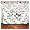 Picture of Olympic Rings International Banner for Sports Party Photo Background 7x5ft Vinyl Olympic Sport Countries for Classroom Garden Grand Opening Sports Clubs Party Supplies Studio Shoot Booth Prop