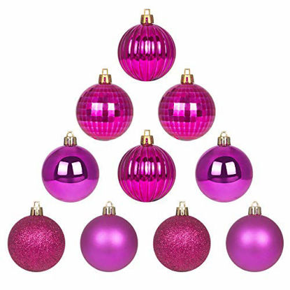 Picture of GameXcel 10Pcs Christmas Balls Ornaments for Xmas Tree - Shatterproof Christmas Tree Decorations Large Hanging Ball Fluorescent Pink3.2 x 10 Pack