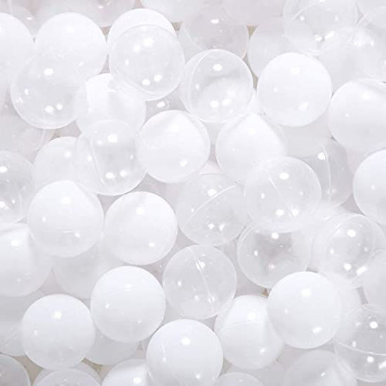 Picture of STARBOLO Ball Pit Balls- Phthalate Free BPA Free Non-Toxic 2.2-Ihch Crush Proof Play Balls Plastic Balls for Toddlers 1-3 Playpen Wedding Decoration (White/Transparent)