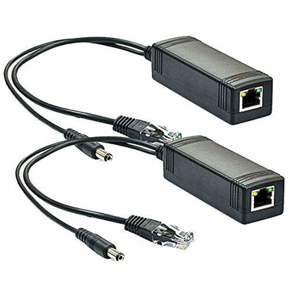 Picture of 2-Pack 802.3af PoE Splitter, iCreatin 48V to 12V Power Over Ethernet Adapter for 10/100Mbps IP Camera, Wireless AP Router Voip Phone