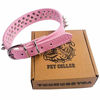 Picture of TEEMERRYCA Adjustable Leather Spiked Studded Dog Collars with a Squeak Ball Gift for Small Medium Large Pets Like Cats/Pit Bull/Bulldog /Pugs/Husky, Pink, M 12-15.1 inches