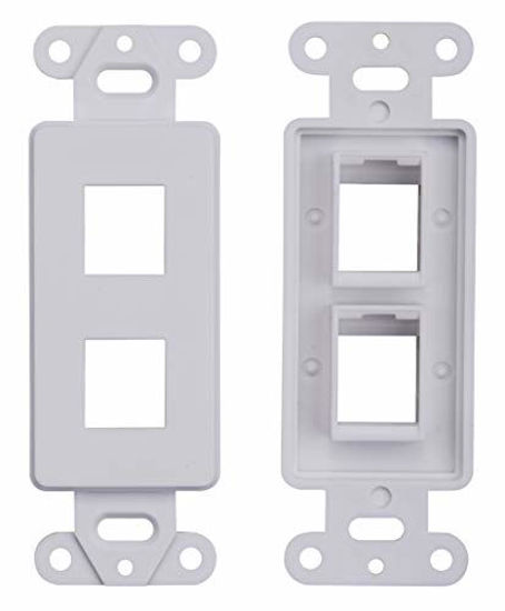 Picture of 2 Port Decora Wall Plate Keystone Insert, 2 Gang Jack White WallPlate (10 Pack)