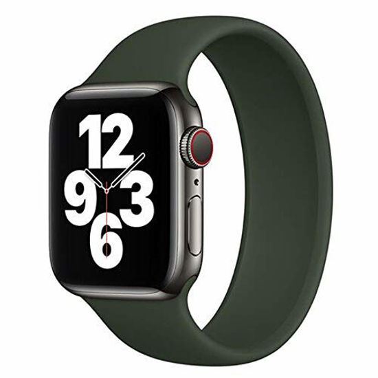 Picture of Strawberry Apple Pies Band Compatible for Apple Watch Silicone Solo Loop Band Strap 38mm 40mm 42mm 44mm, Sports Wristband Replacement for Iwatch Series 6/5/4/3/2/1 (Cyprus Green, Medium 42mm/44mm)