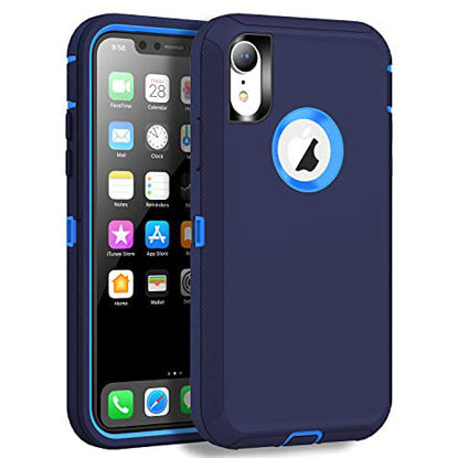 Picture of MXX Case Compatible with iPhone XR, Shock Absorption Heavy Duty Protective Cover with Armor Designed TPU and Hard PC [Support Wireless Charging] for Apple iPhone XR 6.1 Inch LCD Screen (Blue)