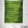 Picture of Lunarable Hunter Green Tapestry Twin Size, Zen Tropical Bamboo Branches Horizontal Fresh Rainforest Jungle Exotic Nature Print, Wall Hanging Bedspread Bed Cover Wall Decor, 68" X 88", Lime Green