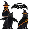 Picture of Halloween Cat Costume Bat Wings Witch Cloak Wizard Hat 3 PCS Pet Costumes for Small Cats Kittens Cosplay Halloween Party Decoration Bat Costume Cat Dress Up Accessories