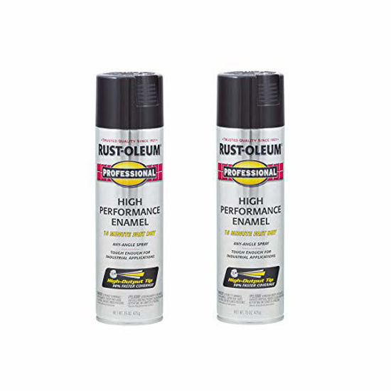 Picture of Rust-Oleum 7579838A2 Professional High Performance Enamel Spray Paint, 15 Ounce (Pack of 2), Gloss Black, 2 Count