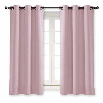 Picture of NICETOWN Room Darkening Curtain for Girl's Room Nursery Essential Thermal Insulated Solid Grommet Top Window Treatment Drape (Lavender Pink=Baby Pink, Sold Individually, 42 x 63 inch)
