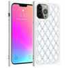 Picture of Square Case Compatible with iPhone 13 Pro Max, Cute Glitter Sparkle Diamond Grid Pattern Design for Girls Women, Girly Luxury Retro Shockproof Edge Bumper Soft PU Leather Phone Case Cover -White