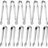 Picture of 12 Pieces Sugar Tongs Ice Tongs Stainless Steel Mini Serving Tongs Appetizers Tongs Small Kitchen Tongs for Tea Party Coffee Bar Kitchen (Silver,4.3 Inch, 6 Inch)