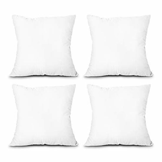 Picture of EDOW Throw Pillow Inserts, Set of 4 Lightweight Down Alternative Polyester Pillow, Couch Cushion, Sham Stuffer, Machine Washable. (White, 12x12)