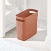 Picture of mDesign Slim Plastic Rectangular Small Trash Can Wastebasket, Garbage Container Bin with Handles for Bathroom, Kitchen, Home Office, Dorm, Kids Room, 10" High, Shatter-Resistant, Terracotta Orange/Red