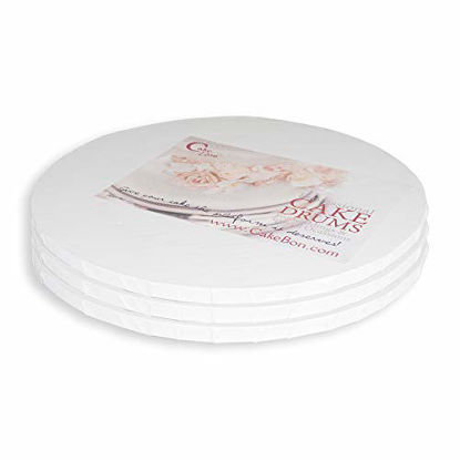 Picture of Cake Drums Round 12 Inches - (White, 3-Pack) - Sturdy 1/2 Inch Thick - Fully Wrapped Edges