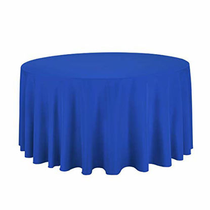 Picture of Craft And Party Premium Polyester Tablecloth - 120" Round Royal Blue Tablecloth for Wedding, Restaurant or Banquet