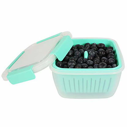 Picture of Shopwithgreen Berry Keeper Box Containers, Berry Boxes Keep Fresh Produce Saver Food Storage Containers with Leak-proof Lids - Clear, 50 oz (Green)