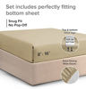 Picture of Twin XL Fitted Sheet - Single Fitted Deep Pocket Sheet - Fits Mattress Perfectly - Soft Wrinkle Free Sheet - 1 Fitted Sheet Only - Beige