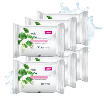 Picture of Epielle Makeup Remover Cleansing Tissues | Removes Makeup and Mascara | Alcohol-Free | Cica | 30 count - Value 6 Pack