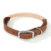 Picture of Mile High Life | Premium Cotton Rope Dog Collar | Stainless Steel Pin Buckle Ring Dog Collar | Genuine Leather Belt Collar | for Medium Dog Large Dogs(Light Brown Large Neck 17"-21" -55 lb)