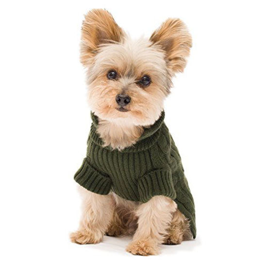 GetUSCart Stinky G Olive Green Aran Dog Sweater Size 08 XS