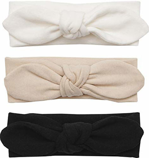 Picture of AVAUMA Baby Girl Boy Headbands Bow and Turban, Fits Newborn Infant Toddler and Children Hair Accessories(BD_WH/BG/BK)