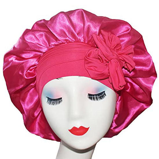 Picture of Bonnet queen Hair Silk satin Bonnet with tie band Sleeping bonnet night Cap