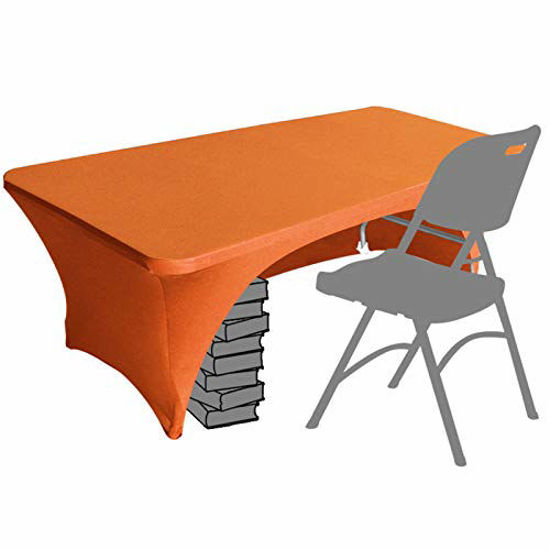 Picture of Eurmax Spandex Table Cover 4 ft. Fitted 30+ Colors Polyester Tablecloth Stretch Spandex Table Cover-Table Toppers,4 FT Table Cover Open Back (4Ft, Orange)
