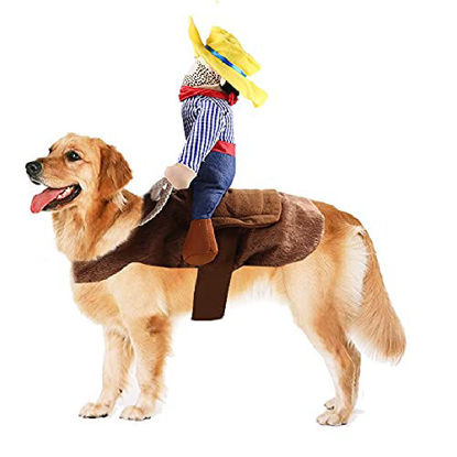 Picture of Halloween Cowboy Dog Cat Costume Clothes Novelty Funny Pets Party Cosplay Apparel Dog Riders Clothing (X-Large)