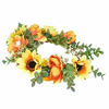 Picture of DDazzling Women Flower Headband Wreath Crown Floral Wedding Garland Wedding Festivals Photo Props (Yellow Sunflower Green Leaf)