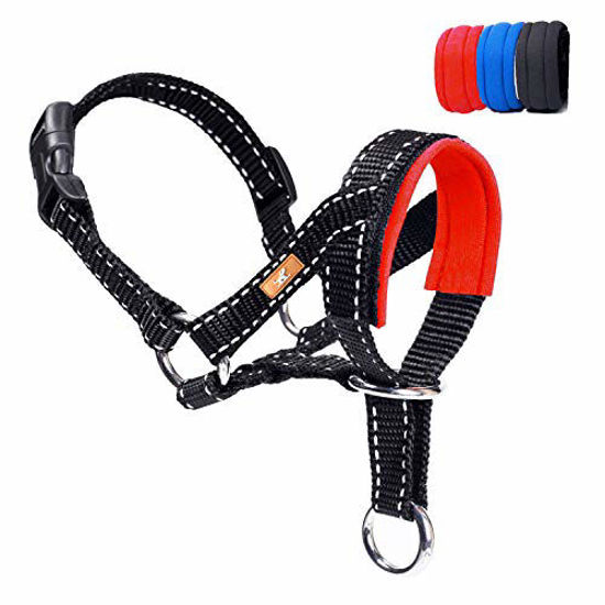 Picture of wintchuk Dog Head Collar, Head Collar with Reflective Strap to Stop Pulling for Small Medium and Large Dogs, Adjustable (S, Red)