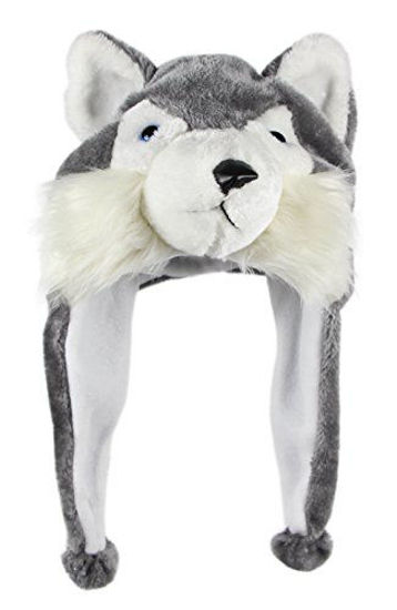 Picture of Bioterti Plush Fun Animal Hats -One Size Cap - 100% Polyester with Fleece Lining (Husky)