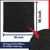 Picture of Microfiber Cleaning Cloth BLACK-12Pcs (16x16 in) High Performance, 1200 Washes - Grip-Root Ultra-Absorbent Weave Traps Grime & Liquid for Streak-Free Mirror Shine - Scratch Proof & Lint Free -Towel