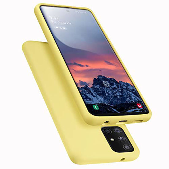 Picture of E Segoi Samsung Galaxy A71 5G Case, Liquid Silicone Gel Rubber Shockproof Case Soft Microfiber Cloth Lining Cushion Compatible With Galaxy A71 5G 6.7 inch (Yellow)