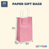 Picture of Paper Gift Bags with Handles for Birthday Party Favors (9 x 5.3 In, 25 Pack) (Pink)