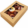 Picture of BAKELUV 12x8x2.5 Brown Bakery Boxes with Window | 12 Pack | Pastry Boxes, Donut Boxes, Dessert Boxes, Rectangle Bakery Boxes, Long Bakery Boxes, Cookie Boxes, Donut Boxes | Breakable Hearts, Brownies, Treats