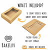 Picture of BAKELUV 12x8x2.5 Brown Bakery Boxes with Window | 12 Pack | Pastry Boxes, Donut Boxes, Dessert Boxes, Rectangle Bakery Boxes, Long Bakery Boxes, Cookie Boxes, Donut Boxes | Breakable Hearts, Brownies, Treats