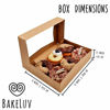 Picture of BAKELUV 12x8x2.5 Brown Bakery Boxes with Window | 12 Pack | Pastry Boxes, Donut Boxes, Dessert Boxes, Rectangle Bakery Boxes, Long Bakery Boxes, Cookie Boxes, Donut Boxes | Breakable Hearts, Brownies, Treats