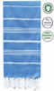 Picture of GOTS Certified Organic | Pre Washed Pestemal Peshtemal Towel | Super Soft | Absorbent | Stylish No Shrinkage Bath Towel | Beach Towel 100% Cotton | 37x70 Inches (Organic Directoire Blue)