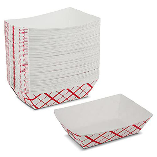 GetUSCart- Paper Food Trays - 2 1/2 lb Disposable Plaid Classy Red and ...