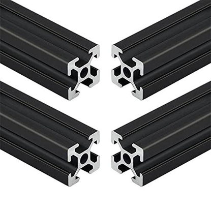 Picture of 4pcs 150mm T Slot 2020 Aluminum Extrusion European Standard Anodized Linear Rail for 3D Printer Parts and CNC DIY Black(5.9inch)