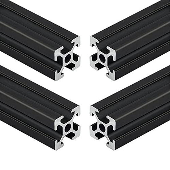 Picture of 4pcs 150mm T Slot 2020 Aluminum Extrusion European Standard Anodized Linear Rail for 3D Printer Parts and CNC DIY Black(5.9inch)