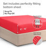 Picture of Twin Fitted Sheet - Single Fitted Deep Pocket Sheet - Fits Mattress Perfectly - Soft Wrinkle Free Sheet - 1 Fitted Sheet Only - Red