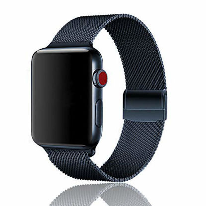 Picture of WAAILU Compatible with Apple Watch Band 38mm 40mm 42mm 44mm, Stainless Steel Mesh Sport Wristband Loop Compatible for iWatch Series SE/6/5/4/3/2/1